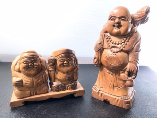 七福神 布袋 恵比寿 大黒天 木彫 置物 木彫り 運気アップ 開運