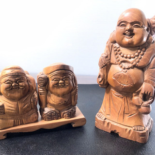 七福神 布袋 恵比寿 大黒天 木彫 置物 木彫り 運気アップ 開運 