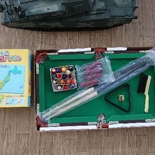 くもん日本地図パズル、大型戦車、ビリヤードゲーム3点セットの画像