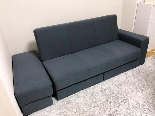 ニトリ／ 多機能布張りソファベッド ／ 収納、オットマン付き！