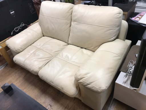 ニトリ 2人掛け 本革ソファ 中古