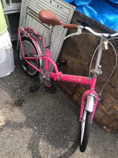 折りたたみ　自転車　ピンク　6段変速付き