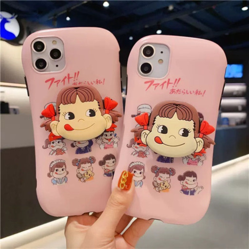iPhoneケース　全種類　ペコちゃんの指リング付きスマホケース