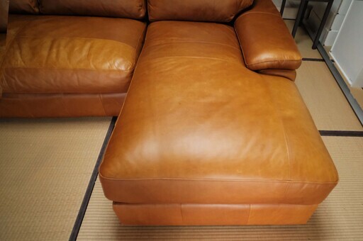 目玉商品 大川家具 offer9 本革 カウチソファ クラブソファ 購入額30万円以上 使用頻度薄