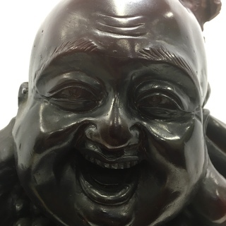 布袋様 木彫り 縁起物 置物 七福神 木製 彫刻 オブジェ ご利益の画像