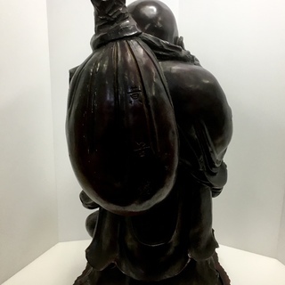 布袋様 木彫り 縁起物 置物 七福神 木製 彫刻 オブジェ ご利益の画像