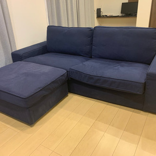 【受渡予定者決定済】IKEA3人がけソファ（オットマン付き）
