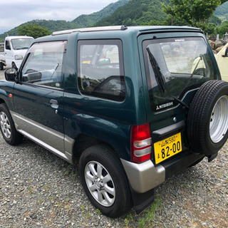 検２年付　人気の丸目グリーンツートンパジェロミニ　インタークーラ付きターボ　4A30型　DOHC20バルブ　AT ４ＷＤの画像
