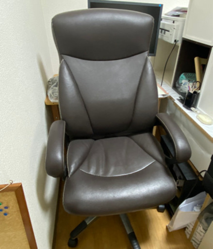 社長の椅子★ニトリワークチェア エバーツ牛革★ブラウン