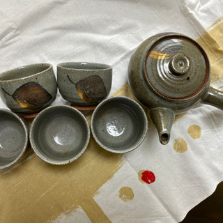 金銀彩　急須&湯呑み5つセットの画像