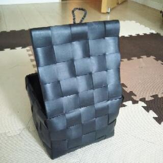 収納・小物入れ【18×18×14cm】ブラック合皮の画像