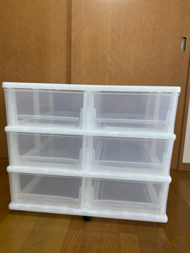 衣装ケース　収納ケース　6つの引き出しローラー付き