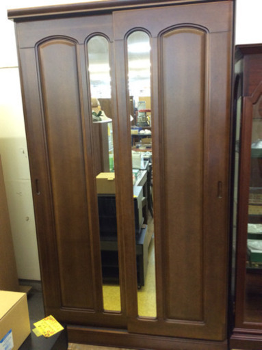 ワードローブ 幅120cm 鏡付き！！スライド扉