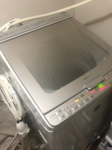 シャープ 洗濯機グラストップ 9kg乾燥機正規品ハンガー付き