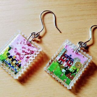 【100円】切手モチーフ☆ピアス