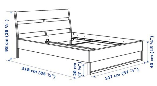 イケアのダブルベッド140cm * 200cm、マットレス、マットレスパッド