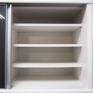良品】日本製 松田家具 食器棚 キッチンキャビネット ホワイト ガラス 