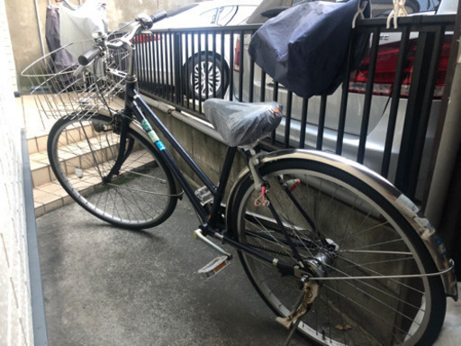 ！ネイビー中古自転車！目黒区！シティサイクル！