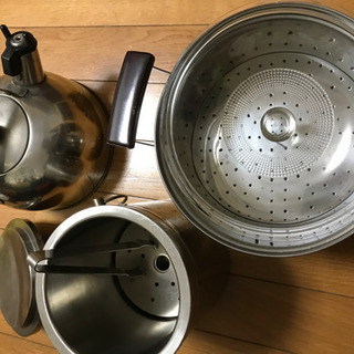 鍋、やかん、氷入れ3点セットの画像