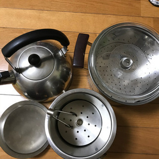 鍋、やかん、氷入れ3点セットの画像