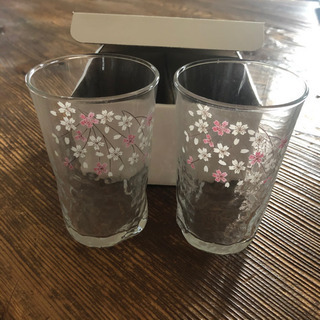 桜柄　ガラスグラス　ペア
