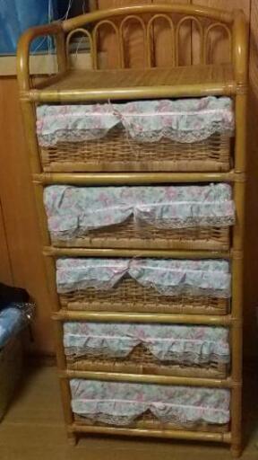【美品】藤製タンス5段