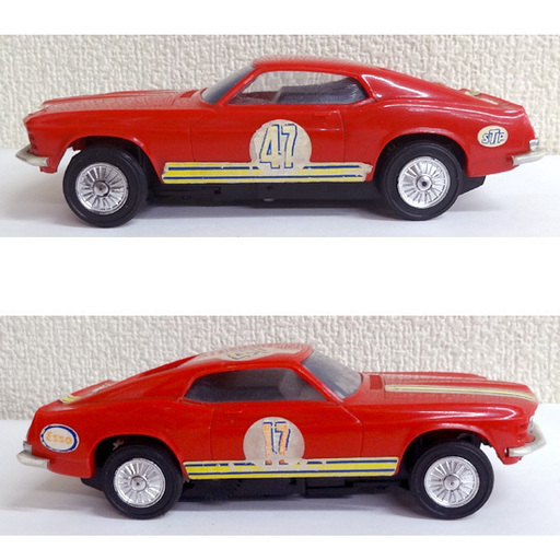 バンダイ 旧ロゴマーク 顔付き ミニカー フォード マスタング　赤 16cm/バンザイ バンダイベビー レトロ  ムスタング ☆ Pa