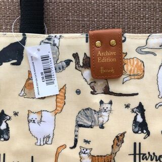 ハロッズ　猫柄トートバッグ　未使用タグ付の画像