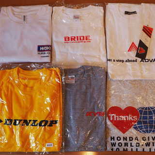 モータースポーツ Tシャツ 6枚 ① DUNLOP、ADVAN、BRIDE、WAKO's、KYB、HONDAの画像