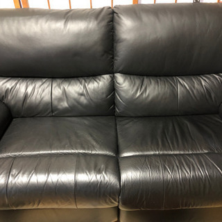本革電動リクライニング2人掛けソファー