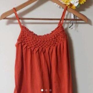 急募🔊◀️グローブ▶️編み込み風 濃いオレンジ キャミソール 