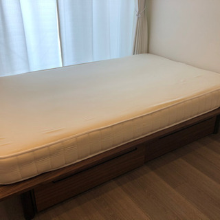 【期間限定値下げ！】無印良品　ベッドフレーム セミダブル ウォールナット 無印良品 MUJI 収納ベッド セミダブル ウォールナット ヘッドボード