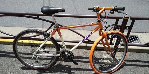 売り切れました★OLD MTB ジャイアント・リサイクル中古自転車・Hard Line7800＜整備済み＞26インチ・3x7段ギヤ・オレンジ