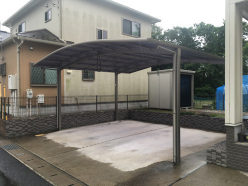 TOEX★アルミサッシポリカ並列2台用カーポート 分解撤去済み 車庫倉庫ガレージ