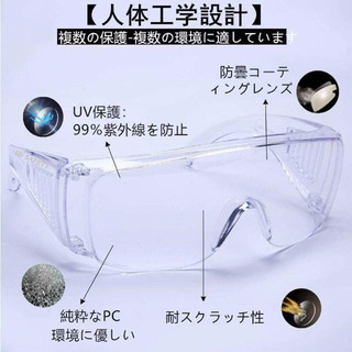 新品値下げ　ゴーグル　細菌飛沫対策眼鏡 防花粉 保護メガネ 透明 軽量　眼鏡着用可の画像