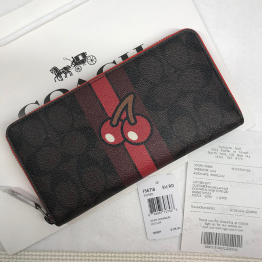 【新品未使用】COACH パックマンチェリー 長財布 限定 コラボ　鑑定済
