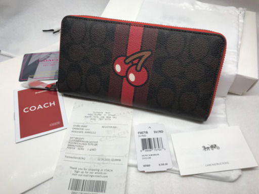 【新品未使用】COACH パックマンチェリー 長財布 限定 コラボ　鑑定済