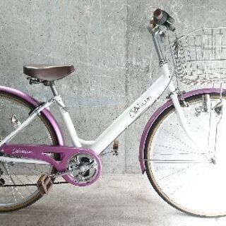 自転車中古 DAHLIA 外装6段変速 ブリヂストンステンレスカゴ付き 鍵新品 タイヤ26インチ 