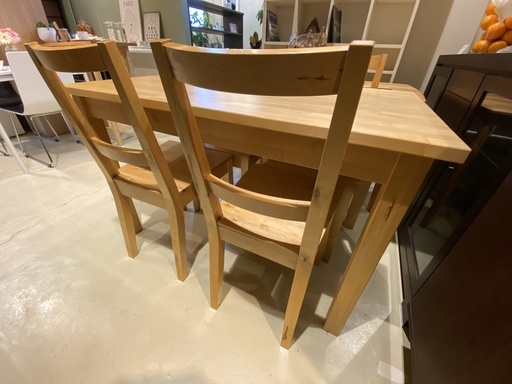 ダイニングテーブルセット IKEA イケア テーブル チェア 5点セット ナチュラル 北欧系 中古品