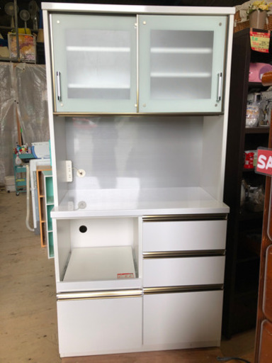 熊本市内配送無料‼︎キッチンボード引き戸 キッチン収納 レンジボード ハイタイプ