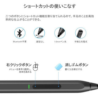 【新品】タッチペン Surfaceに対応 スタイラスペン 傾けて影を描け 最大4096筆圧対応 パームリジェクション機能 消しゴム 機能 高感度 極細1.0mmペン先 Surface Pro(2017)/Surface Pro 4/Surface Laptop/Surface Book/Surface Go対応の画像