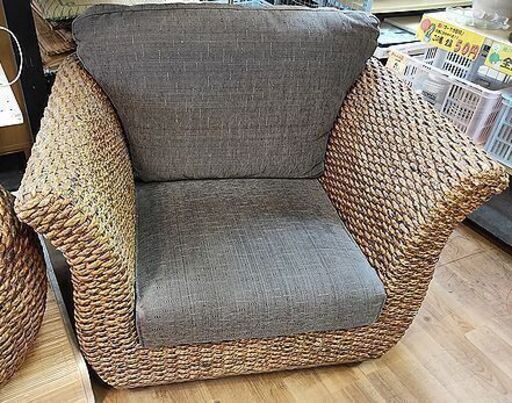 【リサイクルストアスターズ城西店】一人掛け用　ラタンソファ　ブラウン