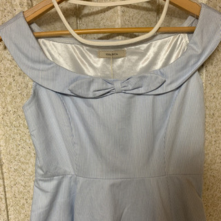 titty&Co. フロントリボンチュールストライプワンピースの画像