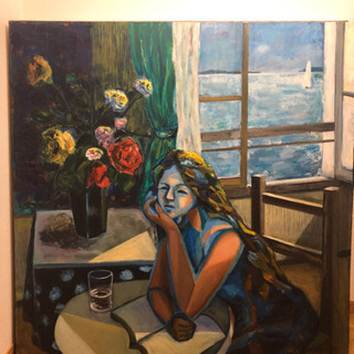 値下げ可能 絵画 油絵 題ー窓辺の女ー f50