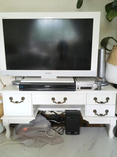 アンティーク　白家具　猫脚　テレビ台　ドレッサー