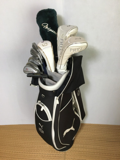 【レディース！】Top LANKING/TourSTAGE/Mizuno等ゴルフクラブ10本セット＋Pumaキャディバッグ＋付属品多数