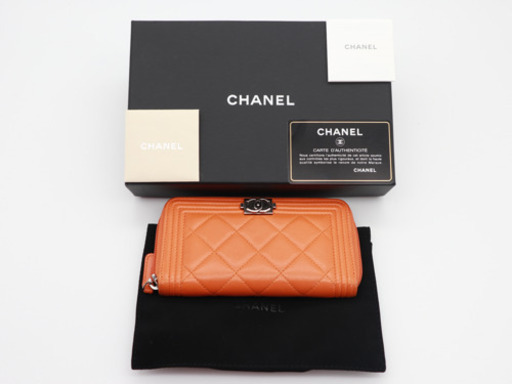 《CHANEL/マトラッセ ココマーク ラウンドファスナー札入れ》ABランク