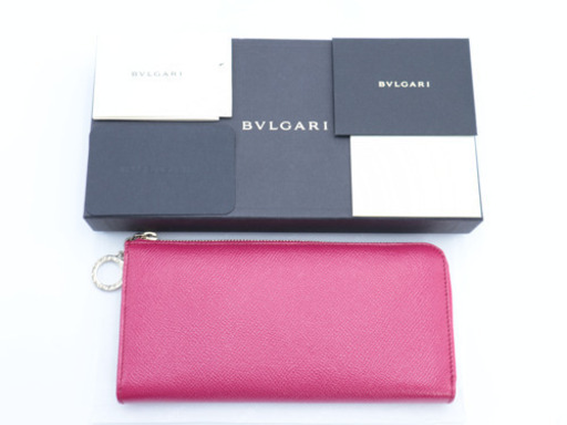 《BVLGARI/L字ファスナー 長財布》未使用品 本物保証 パープル 送料無料