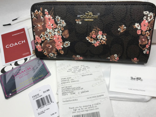 大幅値下げ！【新品未使用】COACH コーチ 長財布 花柄 ブラウン 鑑定済み