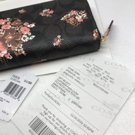 大幅値下げ！【新品未使用】COACH コーチ 長財布 花柄 ブラウン 鑑定済み